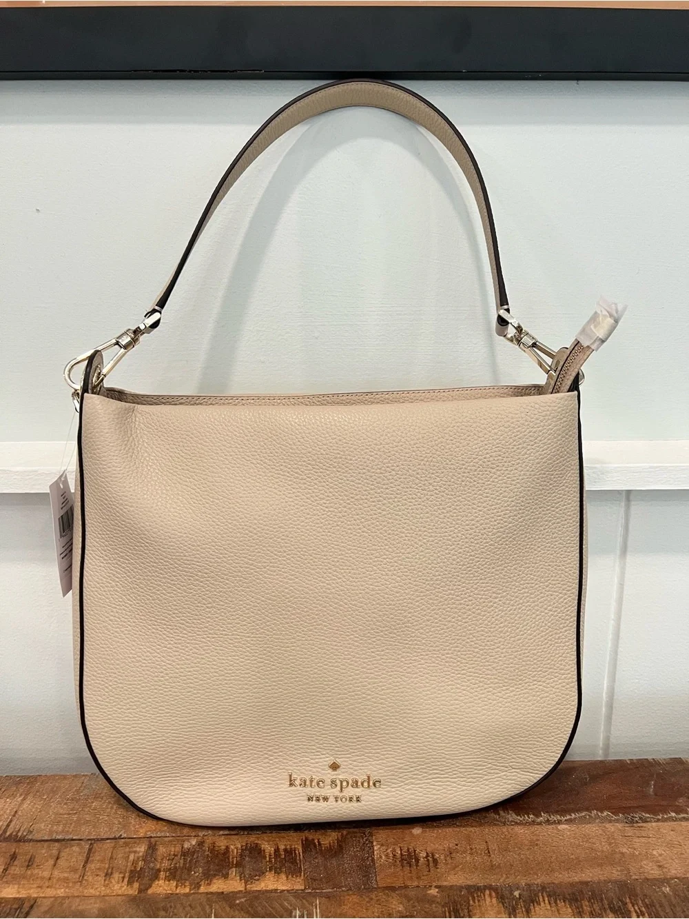 kate spade Cream Pebbled Leather Hobo with Gold Hardware